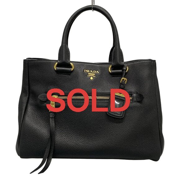 PRADA - Black Leather Tote Bag 789-080225 - Picture 1 of 14